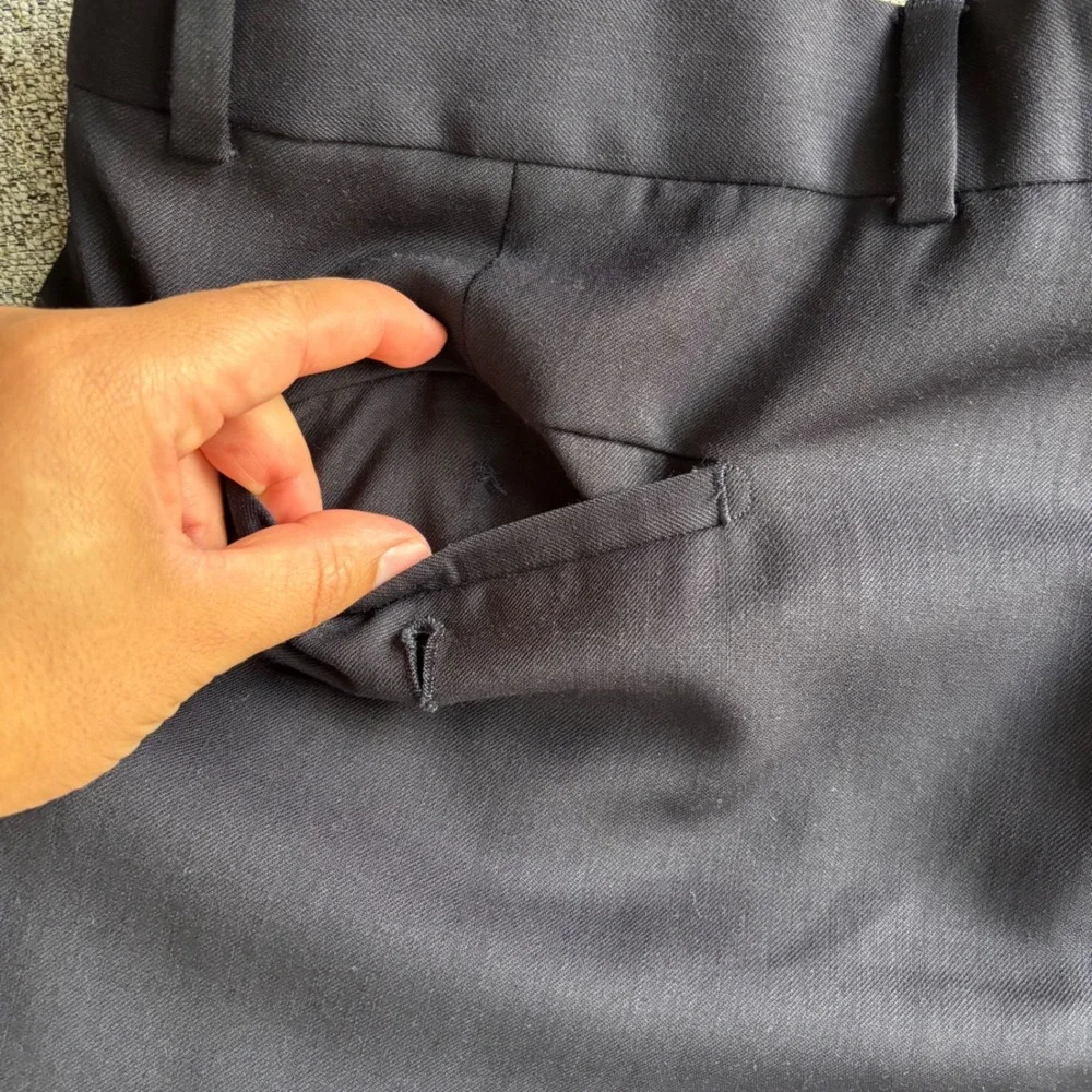 Giorgio Sanetti Dress Pants Mens 36x32 Pleated Dark Navy Super 100s Merino Wool